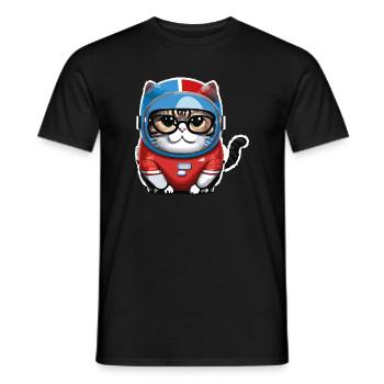 Katze Weltraum Space Cat Astronaut - Männer T-Shirt - Schwarz - Vorne - AI Model Male 178 light (178cm)