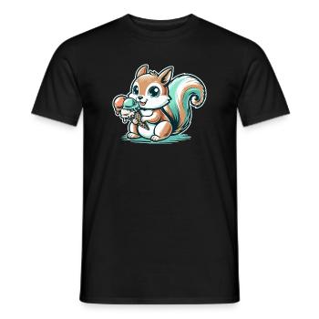Cute cartoon squirrel with ice cream - Men's T-Shirt - black - Front - AI Model Male 178 light (178cm)