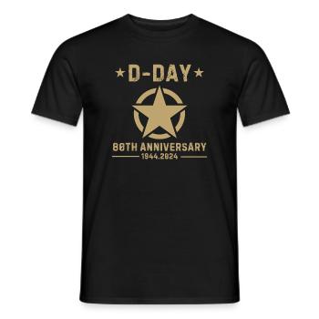 D-Day 80th anniversary Normandy Beach Landing 1944 - Men's T-Shirt - black - Front - AI Model Male 178 light (178cm)