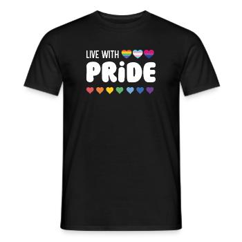 Mois de la fierté LGBTQ - Vivre avec la fierté - T-shirt homme - noir - Devant - AI Model Male 178 light (178cm)