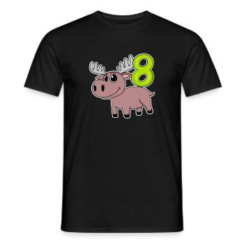 8. Geburtstag Motiv Elch - acht Jahre alt - Männer T-Shirt - Schwarz - Vorne - AI Model Male 178 light (178cm)