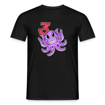Motif 3ème anniversaire Octopus - Trois ans - T-shirt homme - noir - Devant - AI Model Male 178 light (178cm)