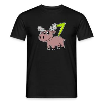 7th Birthday Motif Moose - Seven Years Old - Men's T-Shirt - black - Front - AI Model Male 178 light (178cm)