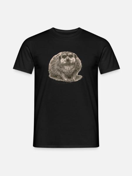Erdmännchen sitzt im Sand - Männer T-Shirt - Schwarz