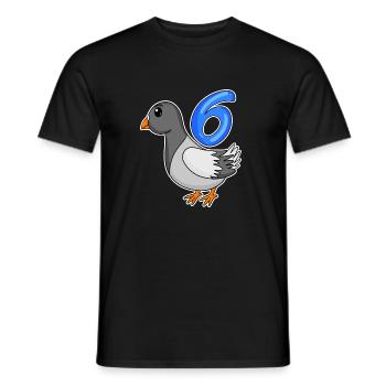 6th Birthday Motif Dove - Six Years Old - Men's T-Shirt - black - Front - AI Model Male 178 light (178cm)