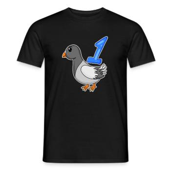 1 Jahr alt - Einschulung - Taube Motiv - Zahl 1 - Männer T-Shirt - Schwarz - Vorne - AI Model Male 178 light (178cm)