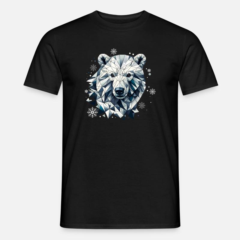 geometrischer Eisbär Kopf- Polygonen Motiv - Männer T-Shirt - Schwarz