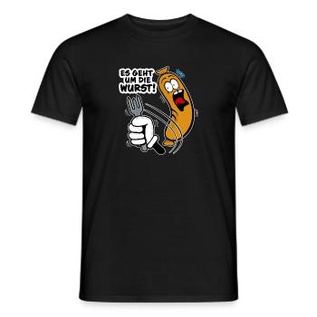 Es geht um die Wurst - Männer T-Shirt - Schwarz - Vorne - AI Model Male 178 light (178cm)