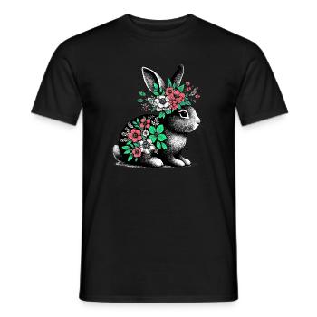 Hase mit Blumen - Männer T-Shirt - Schwarz - Vorne - AI Model Male 178 light (178cm)