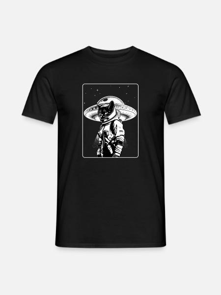 Katze Astronaut Alien UFO Science Fiction - Männer T-Shirt - Schwarz