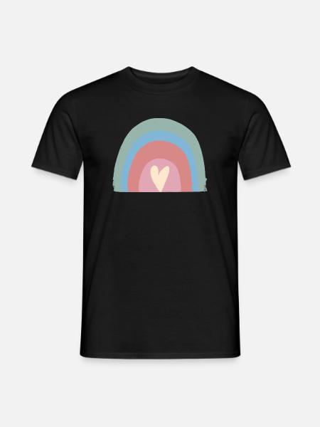 Pastel Rain Heart Rainbow - Men's T-Shirt - black