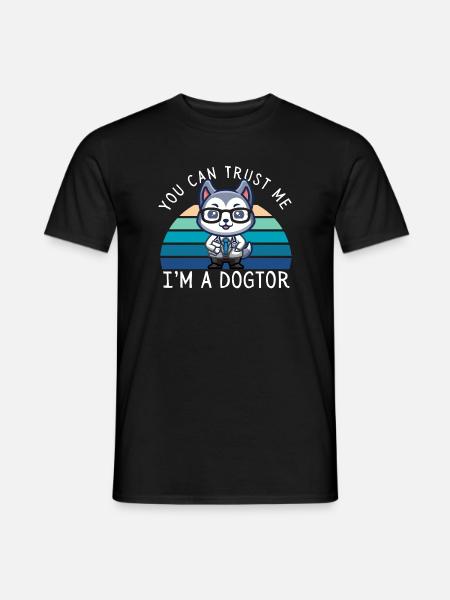 Funny Kawaii Husky Dog Doctor - Men's T-Shirt - black