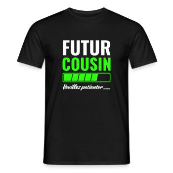 Futur cousin veuillez patienter - T-shirt homme - noir - Devant - AI Model Male 178 light (178cm)