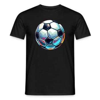Colourful shimmering football with light reflections - Men's T-Shirt - black - Front - AI Model Male 178 light (178cm)