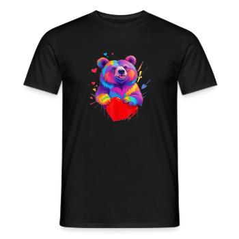 Colorful Grizzly Bear Heart - Men's T-Shirt - black - Front - AI Model Male 178 light (178cm)