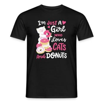 Donut und Katzenliebhaber - Männer T-Shirt - Schwarz - Vorne - AI Model Male 178 light (178cm)