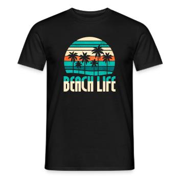 Bonheur de la vie à la plage - T-shirt homme - noir - Devant - AI Model Male 178 light (178cm)