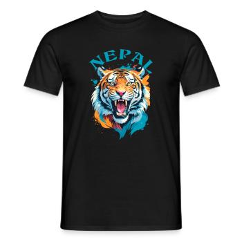 Tigre Du Népal - T-shirt homme - noir - Devant - AI Model Male 178 light (178cm)