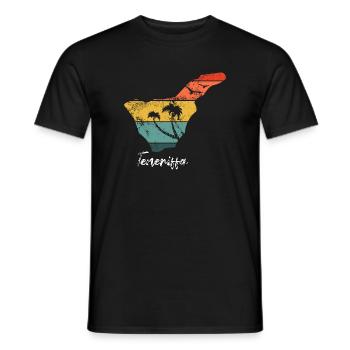 Tenerife carte contour Îles Canaries vacances vintage - T-shirt homme - noir - Devant - AI Model Male 178 light (178cm)
