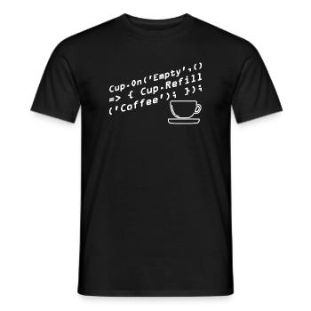 Programmers generate code from coffee - Men's T-Shirt - black - Front - AI Model Male 178 light (178cm)