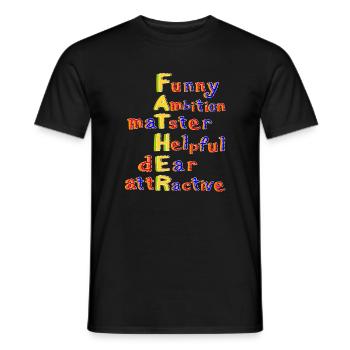 Father-Vibrant Colourful Motivational Word Art - Men's T-Shirt - black - Front - AI Model Male 178 light (178cm)