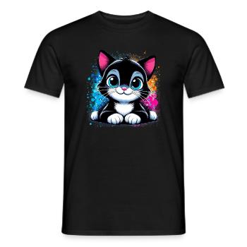 Cat - Men's T-Shirt - black - Front - AI Model Male 178 light (178cm)