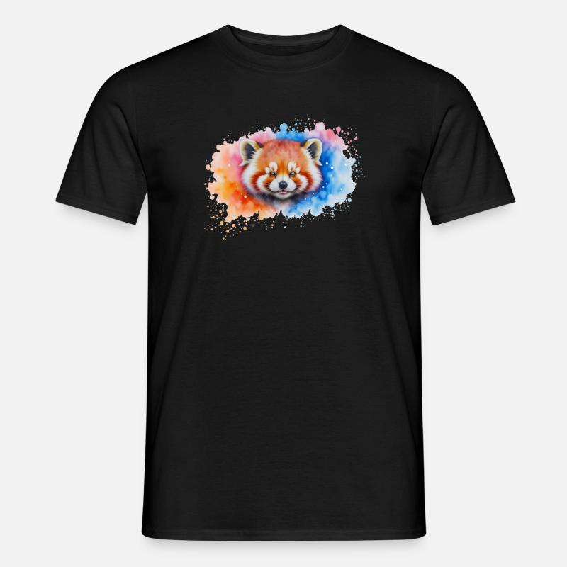 Wasserfarbener Roter Panda Splash - Männer T-Shirt - Schwarz