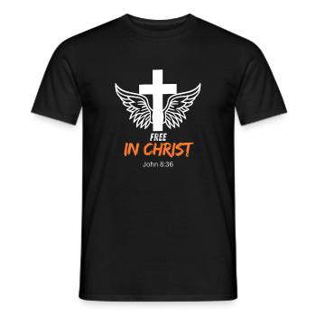 Religious symbolism with angel wings - Men's T-Shirt - black - Front - AI Model Male 178 light (178cm)