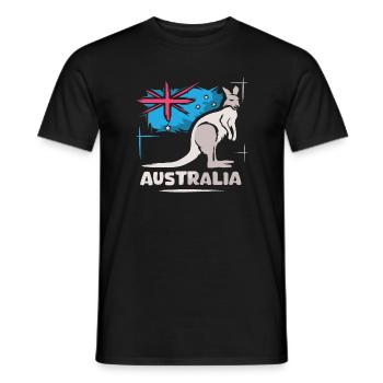 Australia Kangaroo Comic Flag Nature Animals Logo - Men's T-Shirt - black - Front - AI Model Male 178 light (178cm)