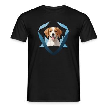 Chiot souriant encadré géométriquement - T-shirt homme - noir - Devant - AI Model Male 178 light (178cm)
