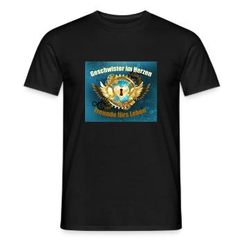 Brothers in the heart with wings and heart lock - Men's T-Shirt - black - Front - AI Model Male 178 light (178cm)