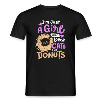Donut- und Katzenliebhaber - Männer T-Shirt - Schwarz - Vorne - AI Model Male 178 light (178cm)