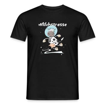 Drollige Kuh Als Astronaut Milchstrasse Weltall - Männer T-Shirt - Schwarz - Vorne - AI Model Male 178 light (178cm)