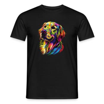 Golden Retriever Chien Couleurs Colorées Pop Art Chiens - T-shirt homme - noir - Devant - AI Model Male 178 light (178cm)