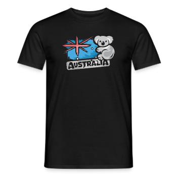 Australia Koala Comic Bear Nature Animal Logo Cartoon - Men's T-Shirt - black - Front - AI Model Male 178 light (178cm)