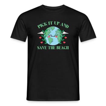 Bathing beach & sea plastic-free against pollution - Men's T-Shirt - black - Front - AI Model Male 178 light (178cm)