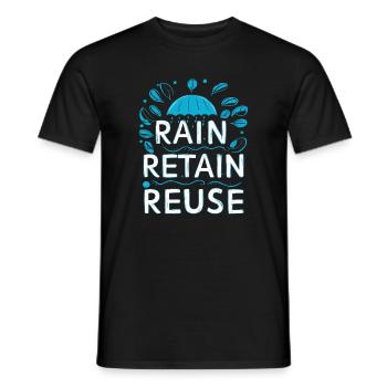 Rain Keep Reuse - Men's T-Shirt - black - Front - AI Model Male 178 light (178cm)