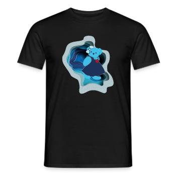 Blue bear with heart motif in paper design - Men's T-Shirt - black - Front - AI Model Male 178 light (178cm)
