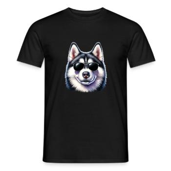 Cool husky with sunglasses - Men's T-Shirt - black - Front - AI Model Male 178 light (178cm)
