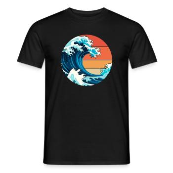 Japanische Welle - Männer T-Shirt - Schwarz - Vorne - AI Model Male 178 light (178cm)