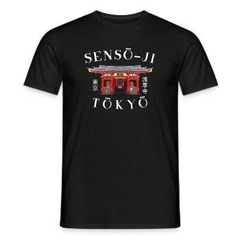 Tokyo, Asakusa, Temple Senso-ji, Japon Dessin - T-shirt homme - noir - Devant - AI Model Male 178 light (178cm)