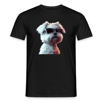 Maltais Petit Chien Maltais Amour Doux Maltais - T-shirt homme - noir - Devant - AI Model Male 178 light (178cm)