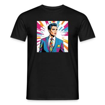 Portrait style pop art homme élégant - T-shirt homme - noir - Devant - AI Model Male 178 light (178cm)