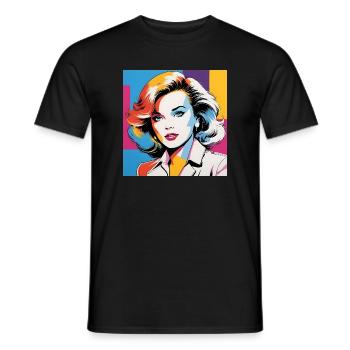 Portrait pop art femme iconique - T-shirt homme - noir - Devant - AI Model Male 178 light (178cm)