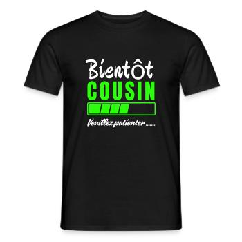Bientôt Cousin Veuillez patienter - T-shirt homme - noir - Devant - AI Model Male 178 light (178cm)