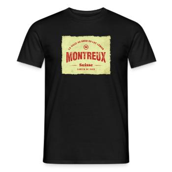 Montreux Vintage Stadtstempel - Männer T-Shirt - Schwarz - Vorne - AI Model Male 178 light (178cm)
