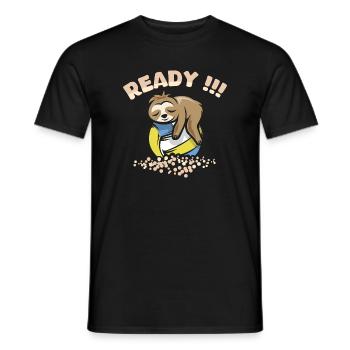 Volleyball Sloth Sayings Funny Comic Beachball - Men's T-Shirt - black - Front - AI Model Male 178 light (178cm)
