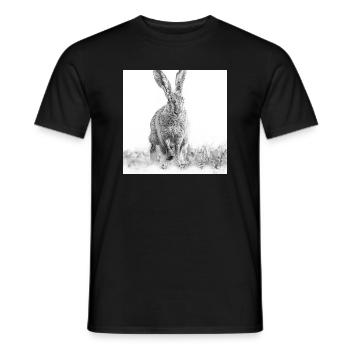 Hopping rabbit black white - Men's T-Shirt - black - Front - AI Model Male 178 light (178cm)