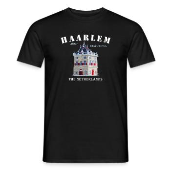 Haarlem Facade De Waag, Netherlands Hand Drawing - Men's T-Shirt - black - Front - AI Model Male 178 light (178cm)
