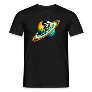 Cyclist on Saturn - Men's T-Shirt - black - Front - AI Model Male 178 light (178cm)